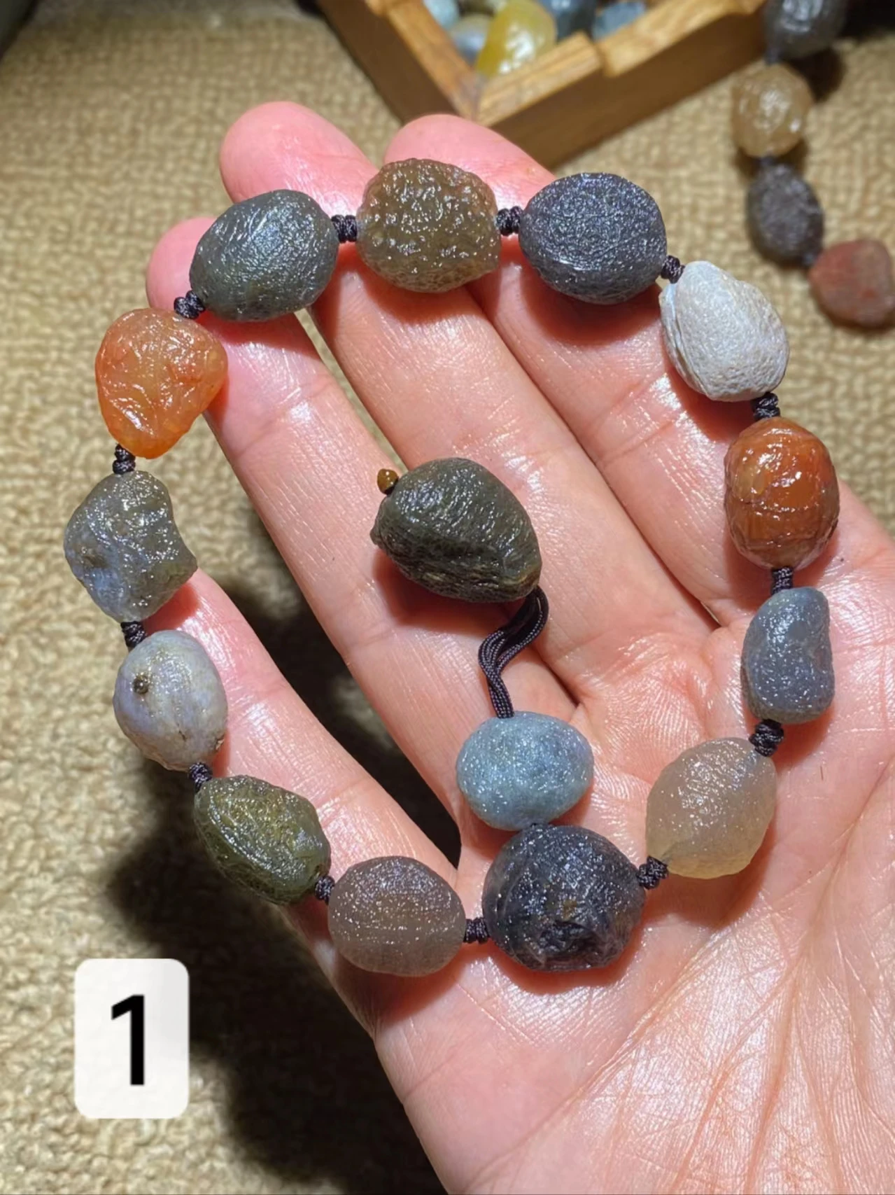 1pcs/lot Cargill Beach Rib Stone Bead Pendant Necklace Bracelet Set Collectibles Natural Rough Stone Beads Gobi Agate Unique