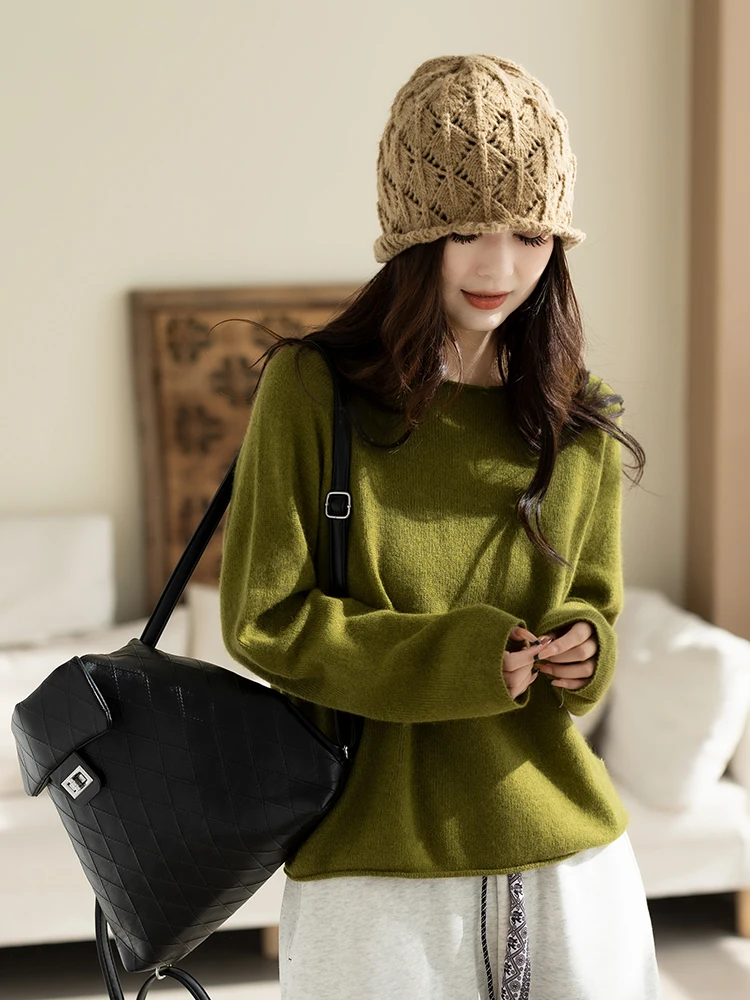 

C Women's Loose Faionable Woolen Feather Jaet Autumn Winter New Sle 385 Woolen Women's Casual Soft Long Sve Top