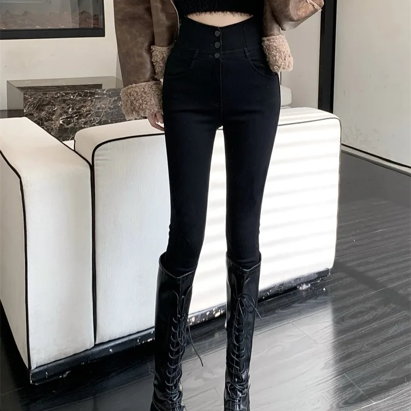 Pantalones Bootcut de cintura alta con forro de Fce para mujer, pantalones de pierna recta coreanos Sle, Otoño Invierno, recién llegado, adelgazantes