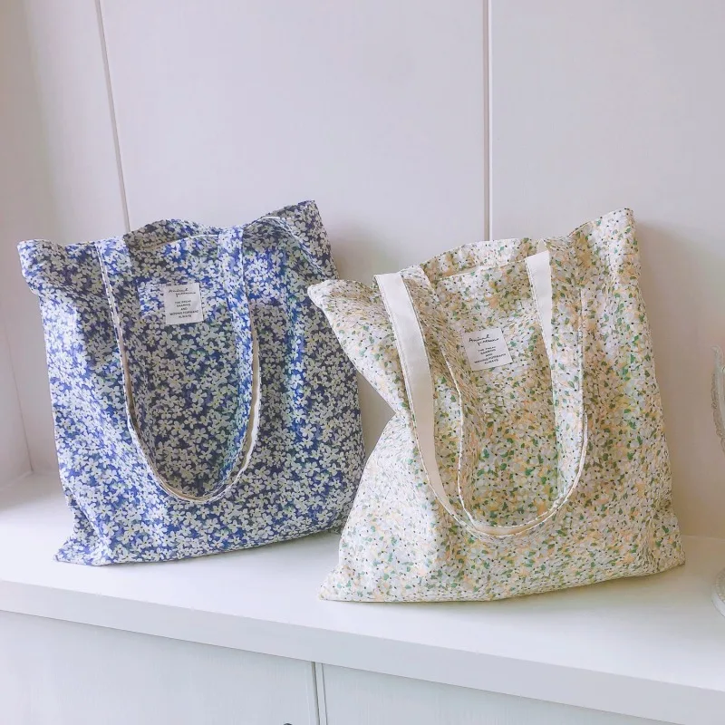 Borsa a tracolla da donna borsa a tracolla grande in cotone con tasca aperta per la spesa borse per libri per studenti femminili pieghevoli