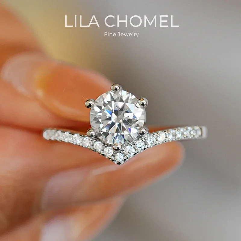 

Girl Valentine's Day 18K White Gold Birthday Gift Rings 1CT Moissanite Diamond Women Wedding Band PT950 Platinum Fine Jewelry