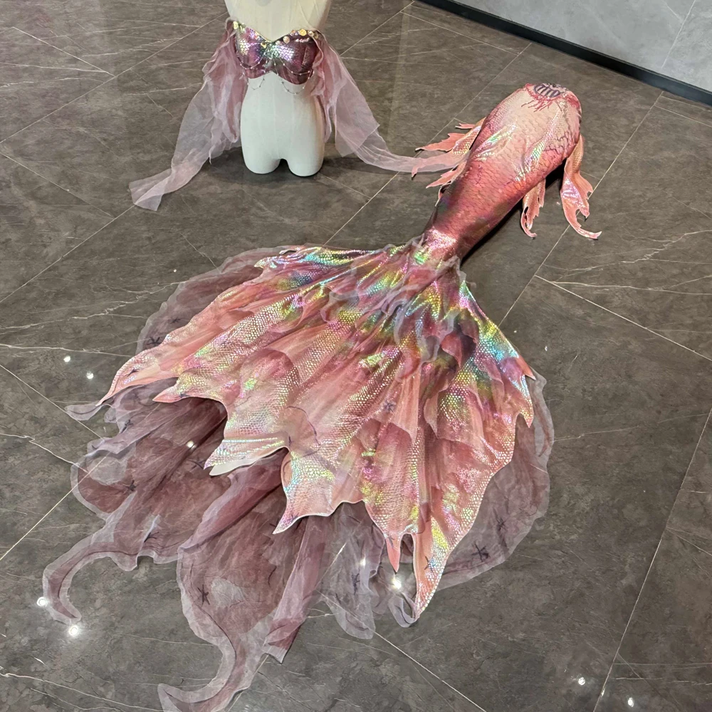 

New Cherry Blossom Hot Stamping Mermaid tail Swimsuit Summer Adult Swimming Cosplay Aquarium Performance Mermaid Swimsuit