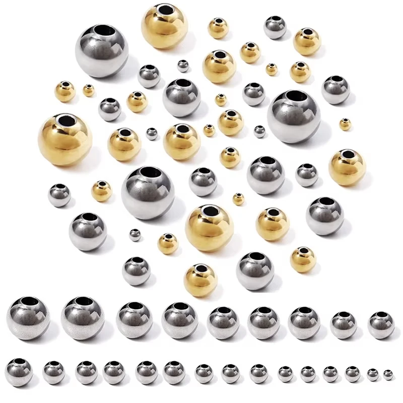 10-100 teile/los 3-10mm Edelstahl perlen Metallkugel großes Loch lose Abstands perlen für Schmuck herstellung DIY Armband Halskette