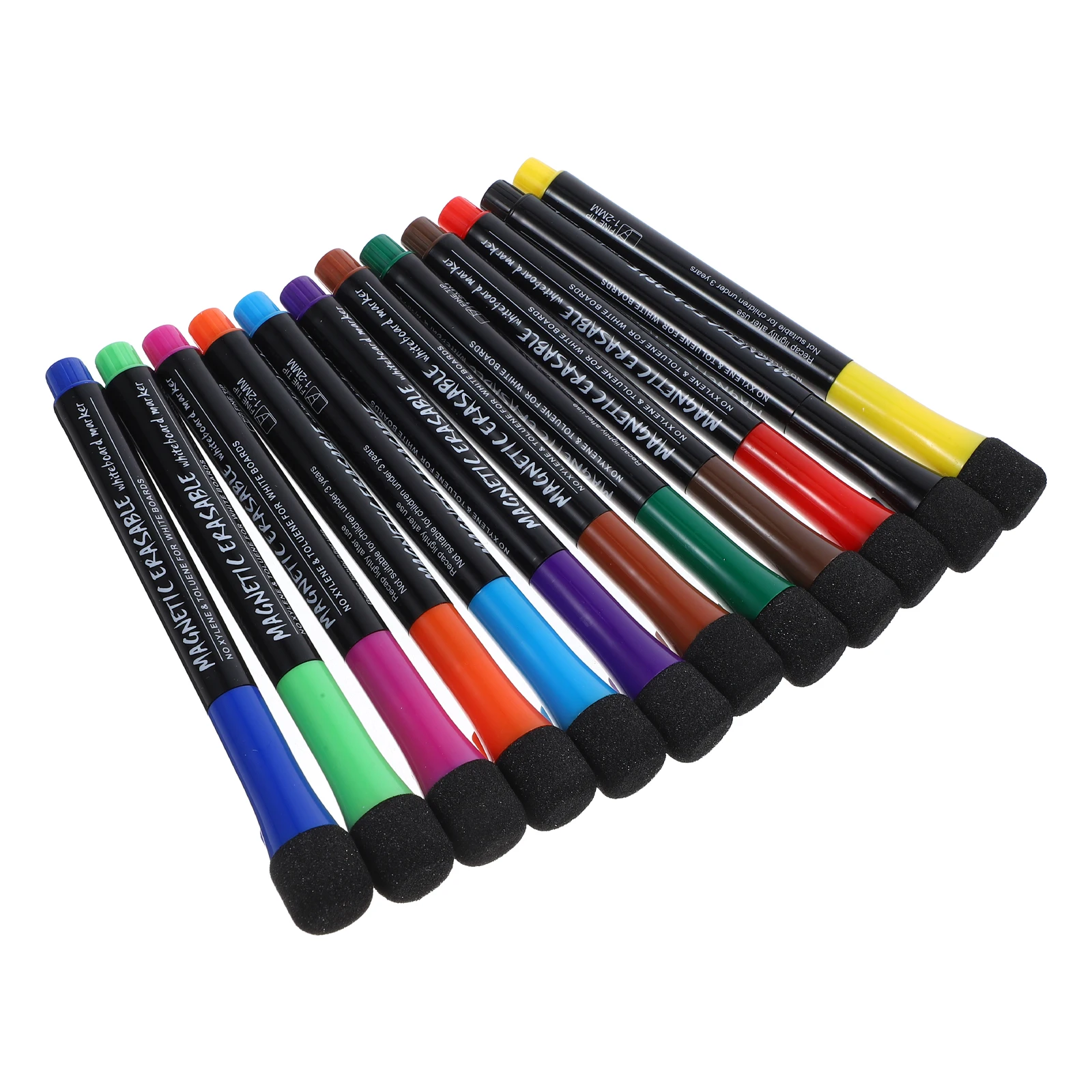 

12 Pcs Magnetic Whiteboard Pens Dry Erase Markers Classroom Board Writing Office Supplies Colored Fine Tip Non Toxic