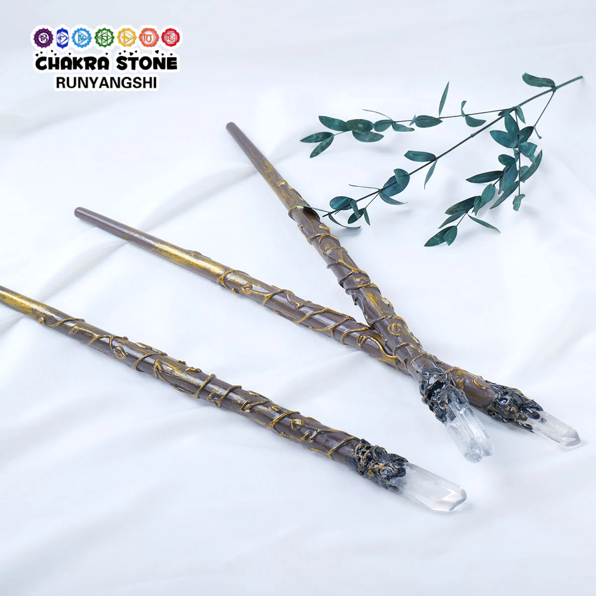 1PC Natural Crystal White Single Crystal Scepter Magic Wand Witchcraft Props DIY Hairpin Healing Home Decor Children Gift