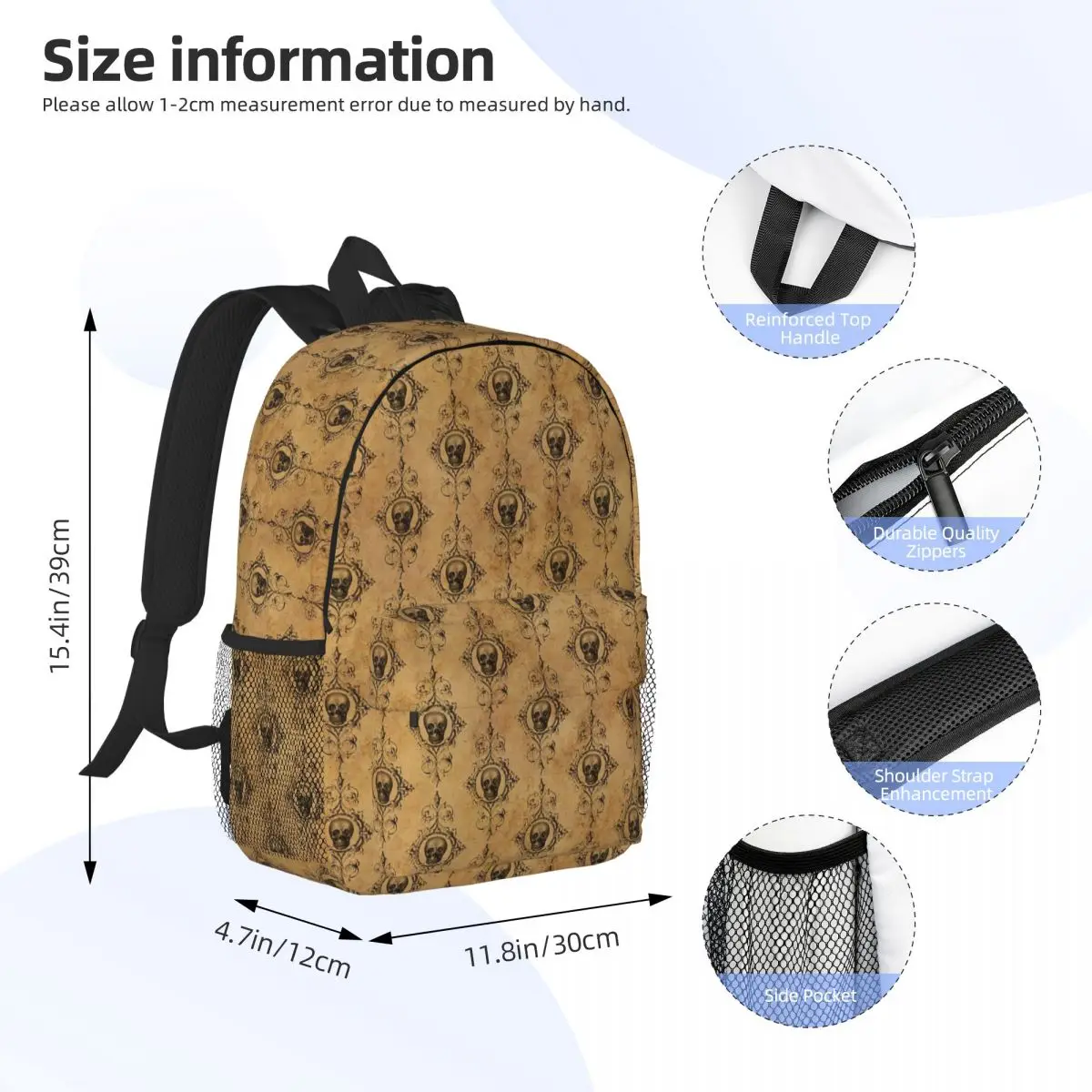 حقيبة ظهر Steampunk Skull رائجة البيع Daypack سعة كبيرة للأولاد والبنات حقيبة كتب حقائب كتف للرجال والنساء والأطفال حقيبة مدرسية