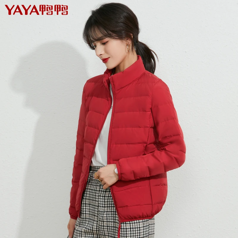 2021 YAYA Women Down Jackets Stand Collar Ultra Light Spring Autumn Inner Lined Clothes Padded Casual Easy Pack Coat