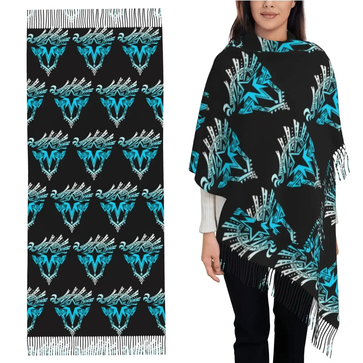 

Monster Hunter World Iceborne шарф с логотипом, шарфы с кисточками для женщин, мягкие теплые шали и накидки, длинная осенне-зимняя шаль