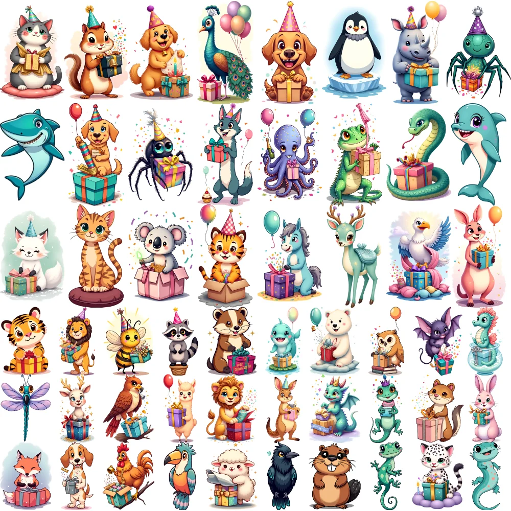 54 قطعة من ملصقات الوشم المؤقت على شكل حيوان لطيف مقاومة للماء وشم مزيف على الجسم ملصق وشم كرتوني لهدايا الحفلات للأولاد والبنات