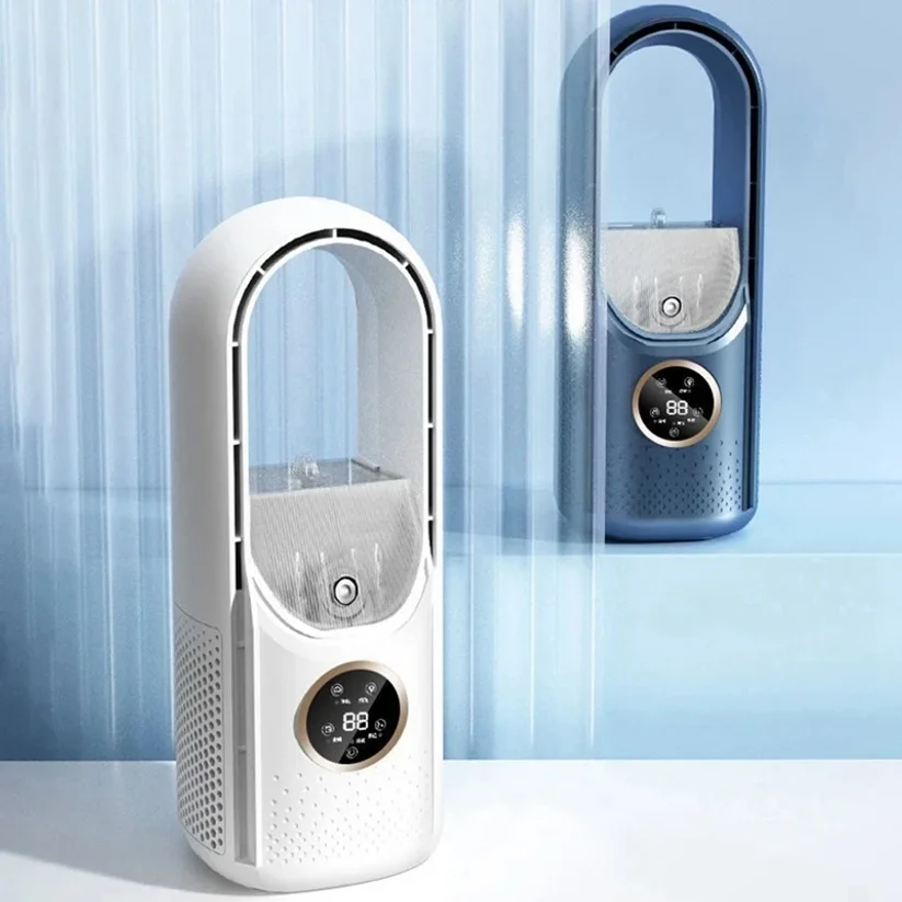 Portable USB Air Cooler Leafless Electric Fan 6 Speed Silent Timer Air Conditioner Cooling Fan Humidifier Conditioning Fan view 6