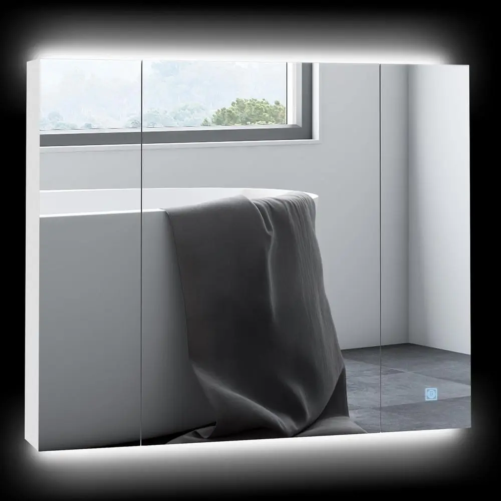 LED Medicine Cabinet with Mirror, 3 Do, USB, Wall Mount, White | 35.5 x 29.5