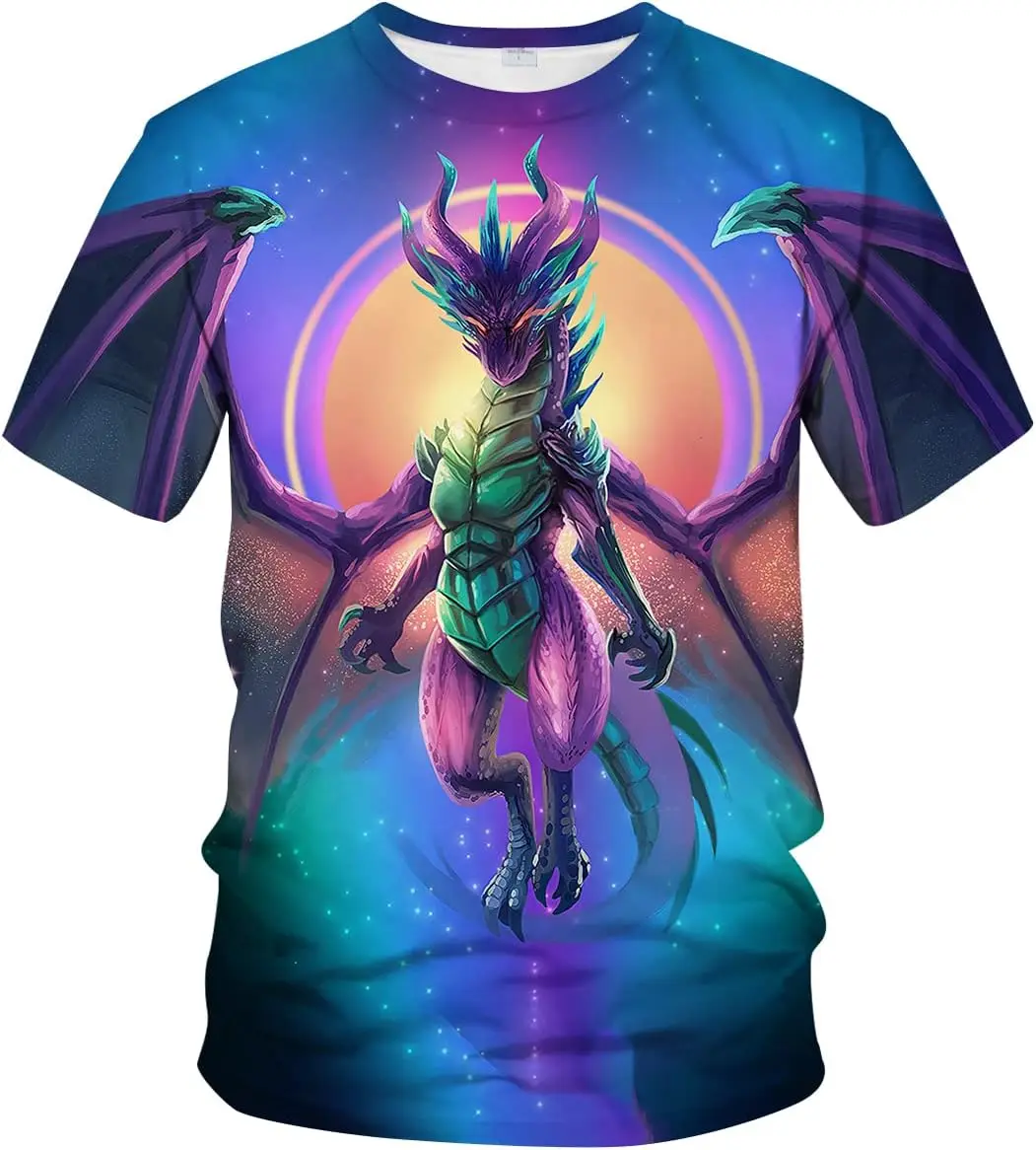 Dragon Pattern Men's T-shirts Fashion 3D Print T shirt Casual Short Sleeve O-neck Streetwear Tee Y2K Top Oversized Mens Clothing