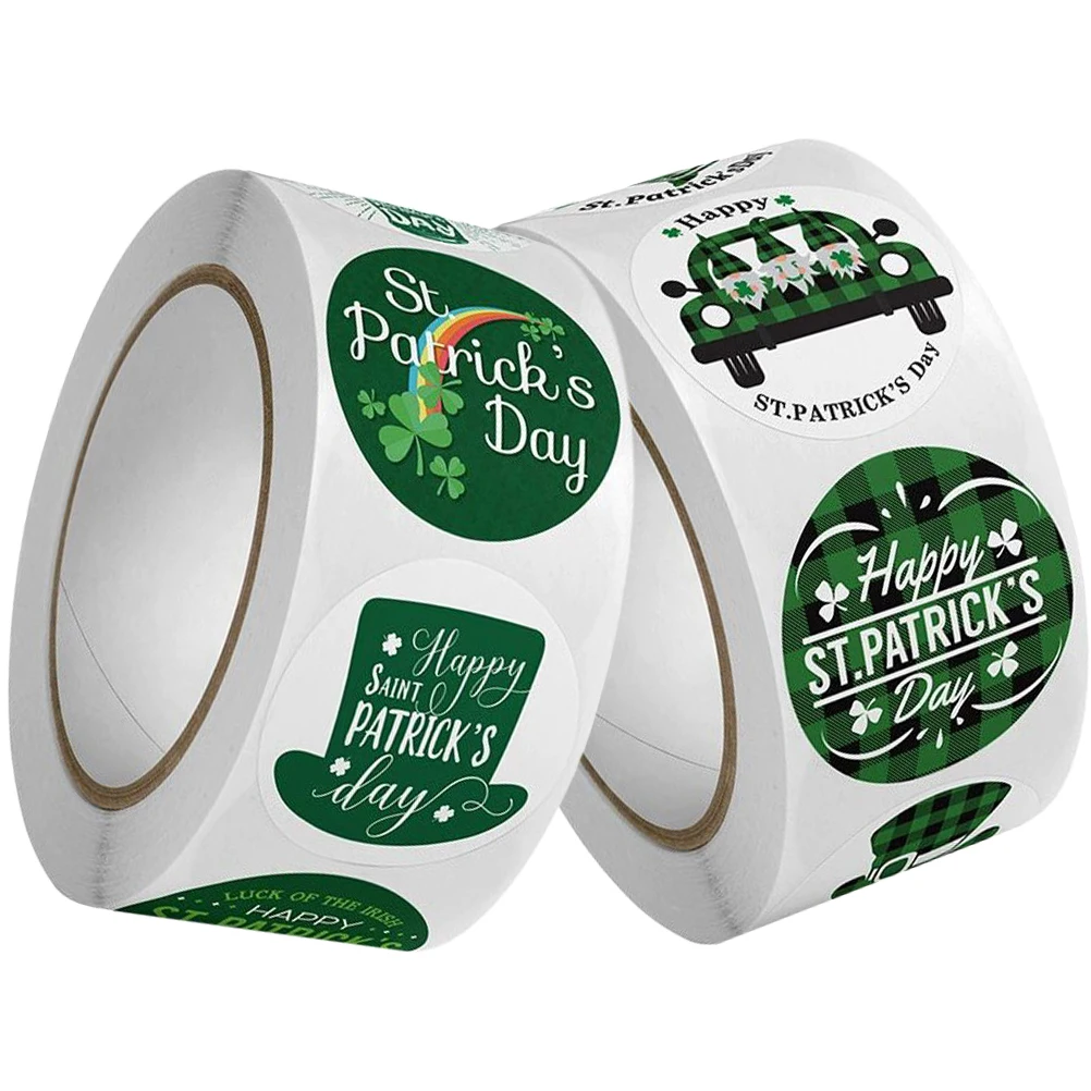 

2 рулона, подарочная упаковка ко Дню Святого Патрика, уплотнительные этикетки, круглые декоративные уплотнительные наклейки, конверты, подарочная упаковка, этикетки, наклейки