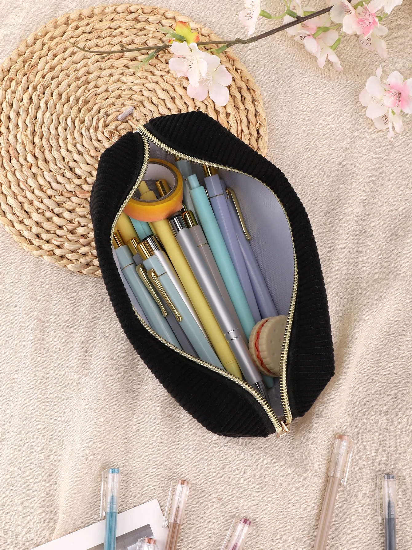 Custom Embroidered Corduroy Square Pencil Case, Personalized Name Cosmetic Bag, Custom Gift for Back to School & Birthday view 6