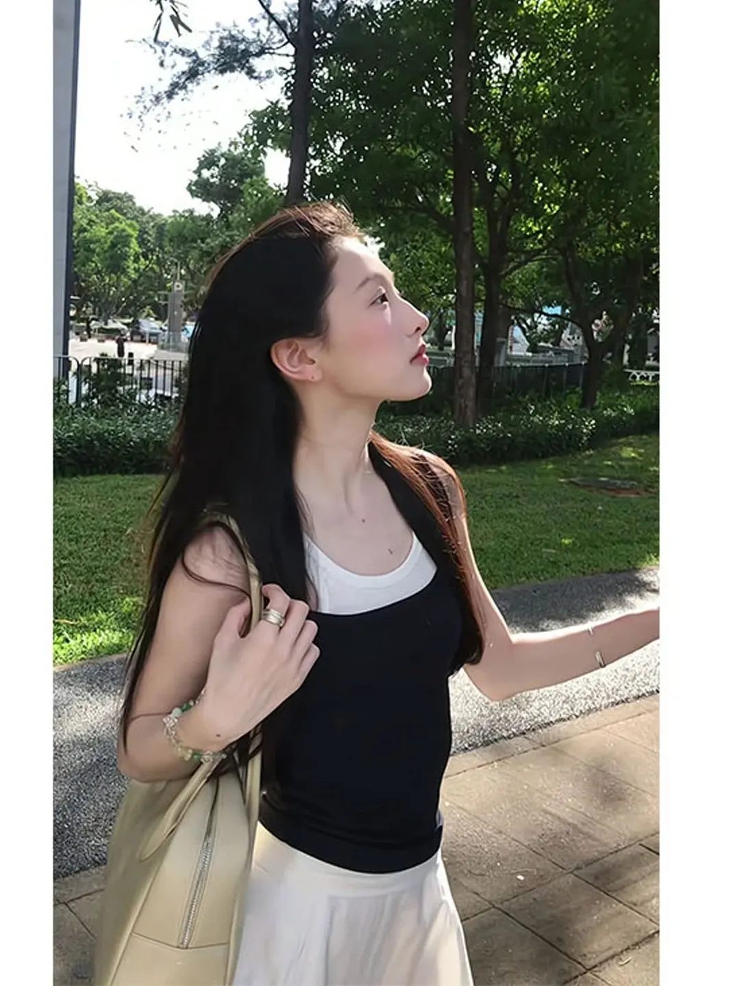 Summer 2026 Korean Style Lazy Casual Pure Desire Spicy Girl Color Block Fake Two-Piece Strap Vest Slimming Top Women's Fashion