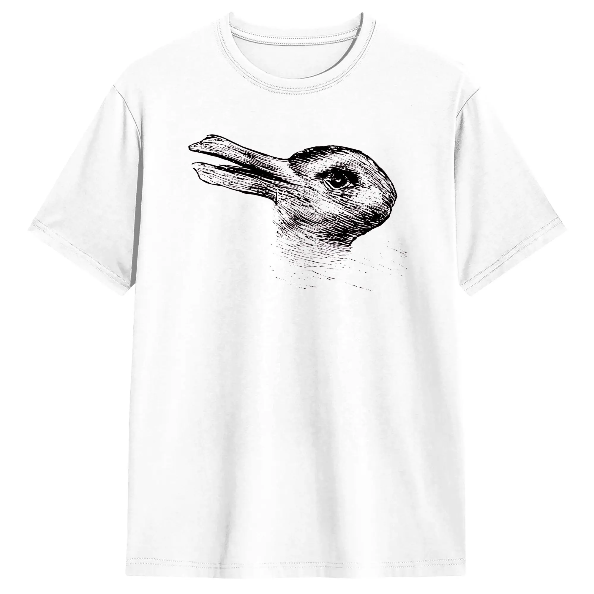 Optical Illusion Rabbit Duck T-Shirt Summer  100 Cotton T-Shirts For Men Fashion Custom DIY Tee Shirt Short Sleeve Vintage Tops