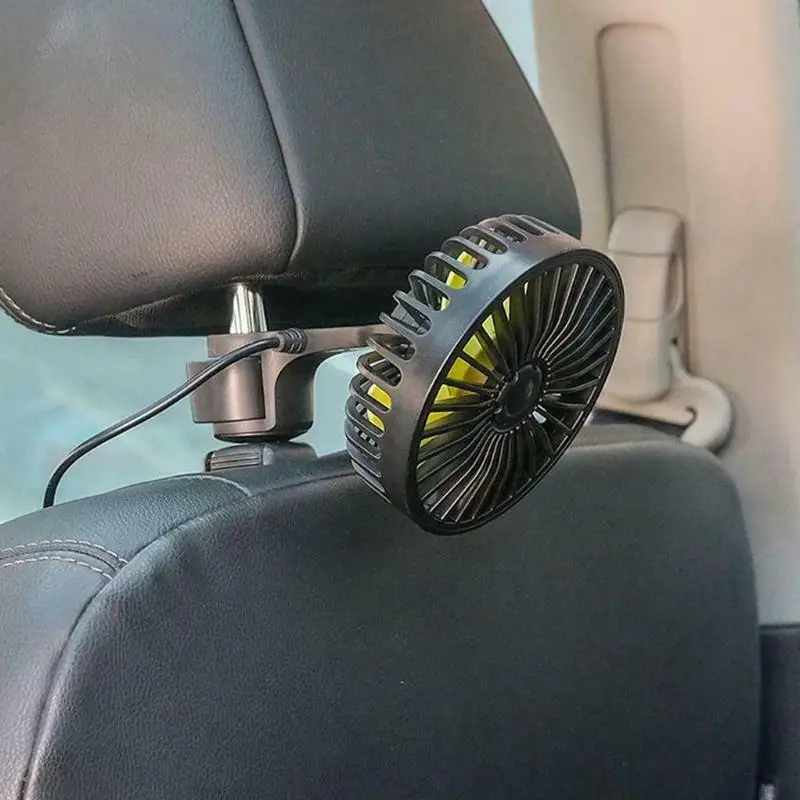 Car Electric Fan Car Rear Seat Fan Multi-Angle Rotatable Ventilador Fan USB Car Rear Seat 3 Gears Wind Speed Adjustment Fan