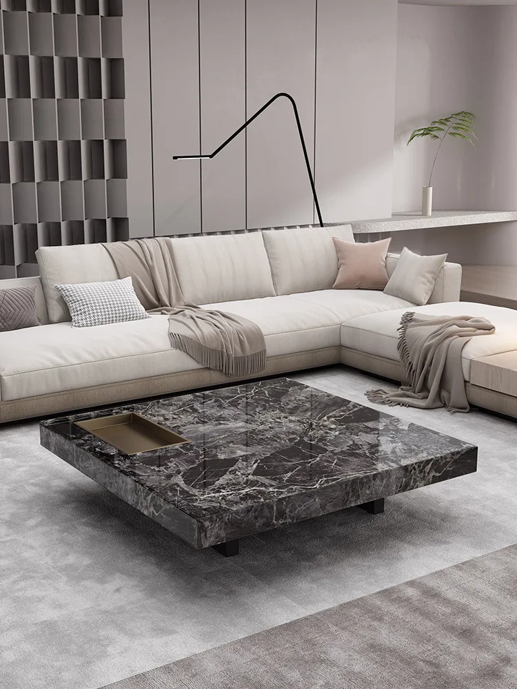 

personalized coffee table Italian minimalist square rock slab living room home light luxury modern simple large apartment