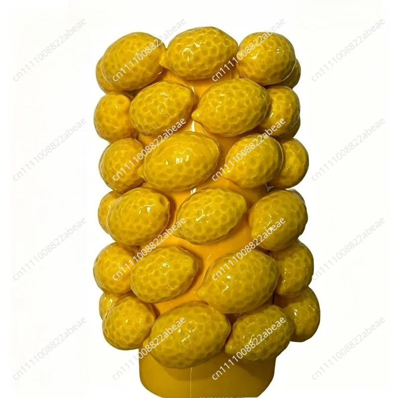 Lemon ceramic vase ornament, hydroponic flower arrangement decorative crafts