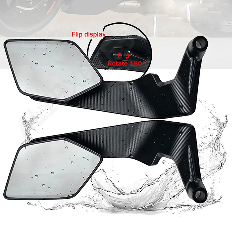 NewMotorcycle Mirrors Stealth Winglets Mirror Large Mirror Surface Wings Mirror 10mm/8mm Motorcycle Rearview Mirror