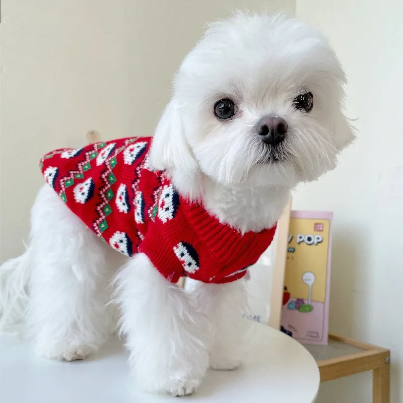 

Cartoon Character Pet Clothes Green Small Flower Dog Sweater Puppy Warm Winter Teddy Two Legs Clothes Dog Products