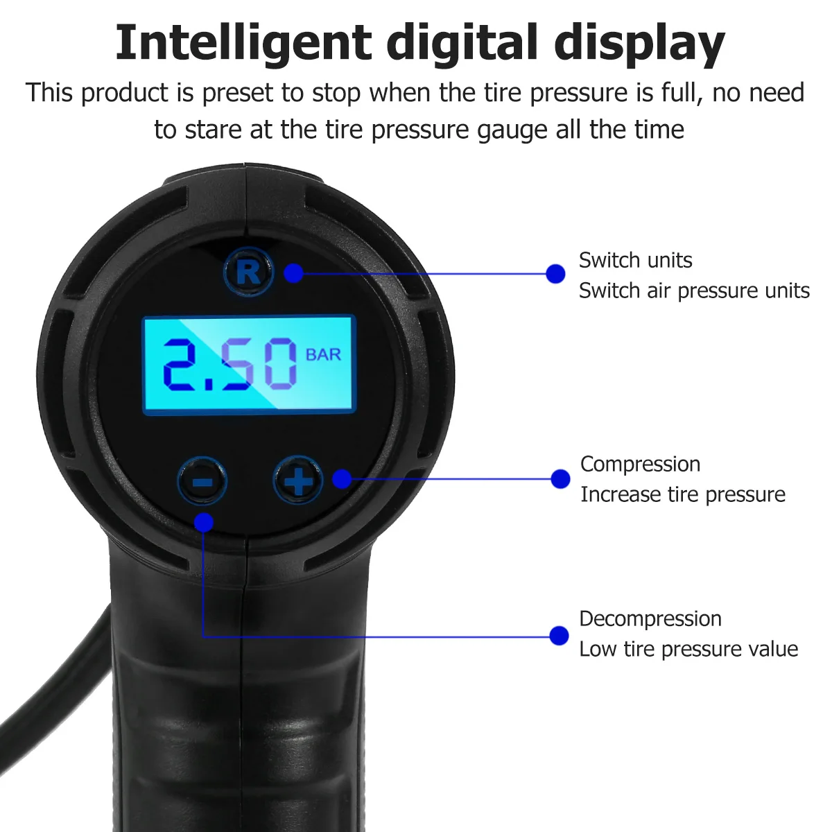 12V Powered cordless Electric Air Pump Electric inflator Car Tire Air Compressor Inflatable Pump For with LED Numeration Table