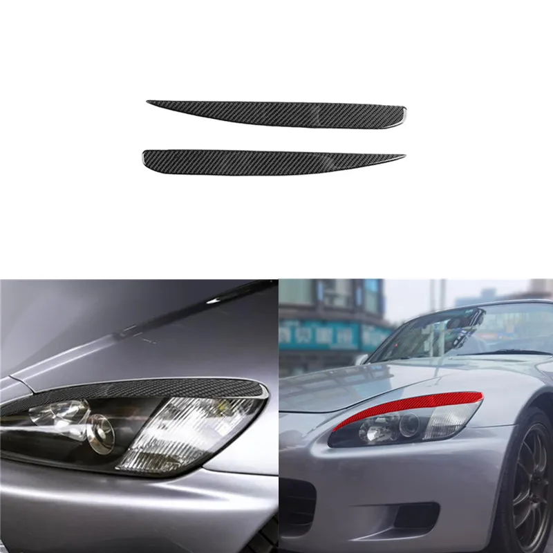 For Honda s2000 Car Headlight Eyebrow Eyelid Cover Trim Carbon Fiber Sticker Eye-catching 2000-2009 Styling Accessories