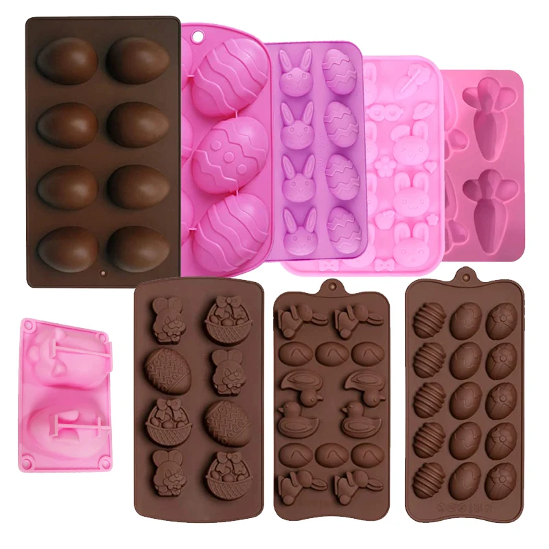 

2023 Easter Egg Bunny Chocolate Mold Rabbit Carrot Duck Silicone Candy Mould Soap Candle Making Tools Cake Cupcake Decoration