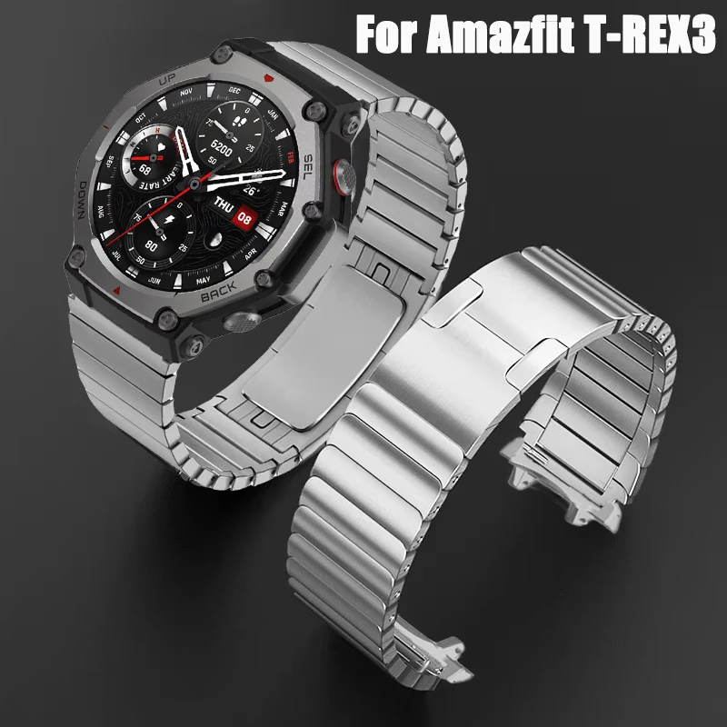 Stainless Steel Strap for Amazfit T-Rex 3 Smart Watch Luxury Metal Bracelet  for Xiaomi Huami Amazfit T-REX 3 Wrist Band Correa