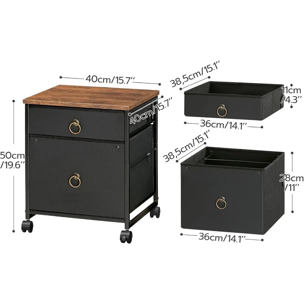 2-Drawer Vertical Mobile File Cabinet, Rolling Printer Stand with Lockable Wheels for Home Office Organization