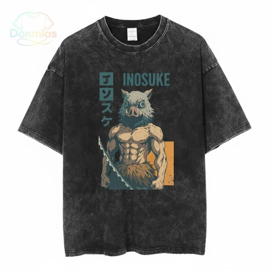 Vintage Demon Slayer Tee, Inosuke Hashibira Apparel, Anime Shirt, Manga Clothing, Japanese Streetwear, Cosplay Fashion