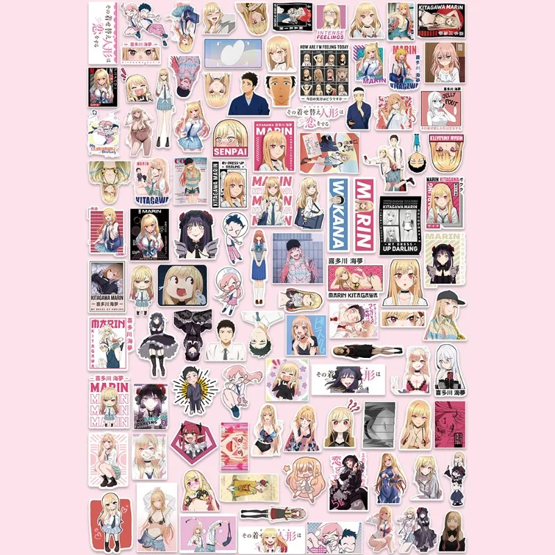 100pcs My Dress-Up Darling Marin Kitagawa Graffiti Sticker High Color Value Creative Personality Student DIY Decorative Sticker view 6