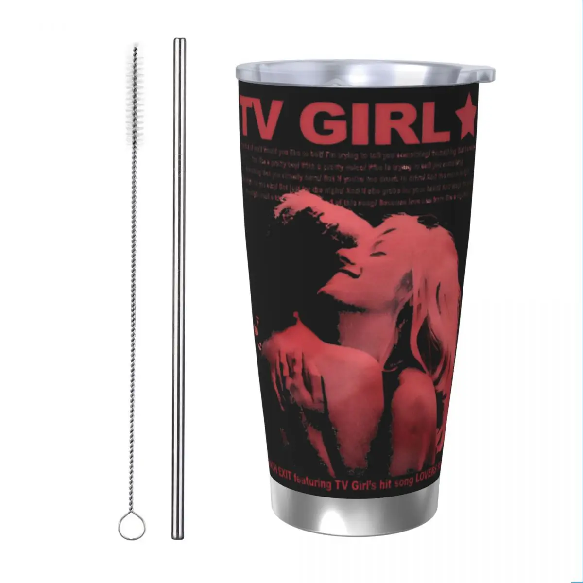 TV Girl French Exit Lovers Rock 90s Tumbler Vacuum Insulated Coffee Cups with Lid Straw Office Home Mug Spill Proof, 20oz