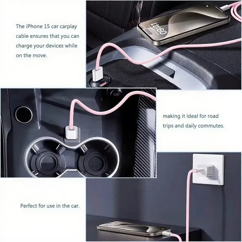 كابل شحن سريع من النايلون المضفر USB-C إلى USB C بقوة 60 واط لهواتف iPhone 17 و16 و15 /Pro Max ومتوافق مع أجهزة Samsung Type C - 5