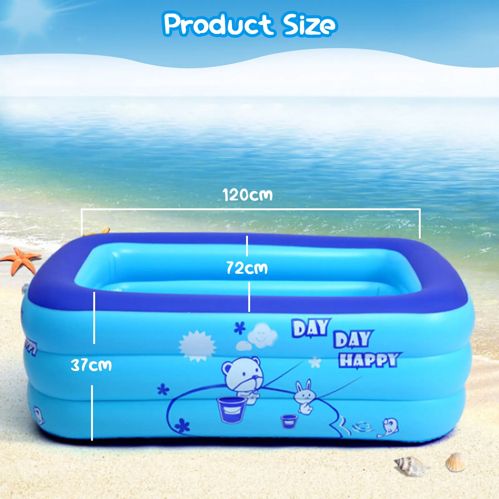 120CM 2/3Layers Children Inflatable Pool Bathing Tub Baby Kid Home Outdoor Large Swimming Pool Inflatable Square Swimming Pool