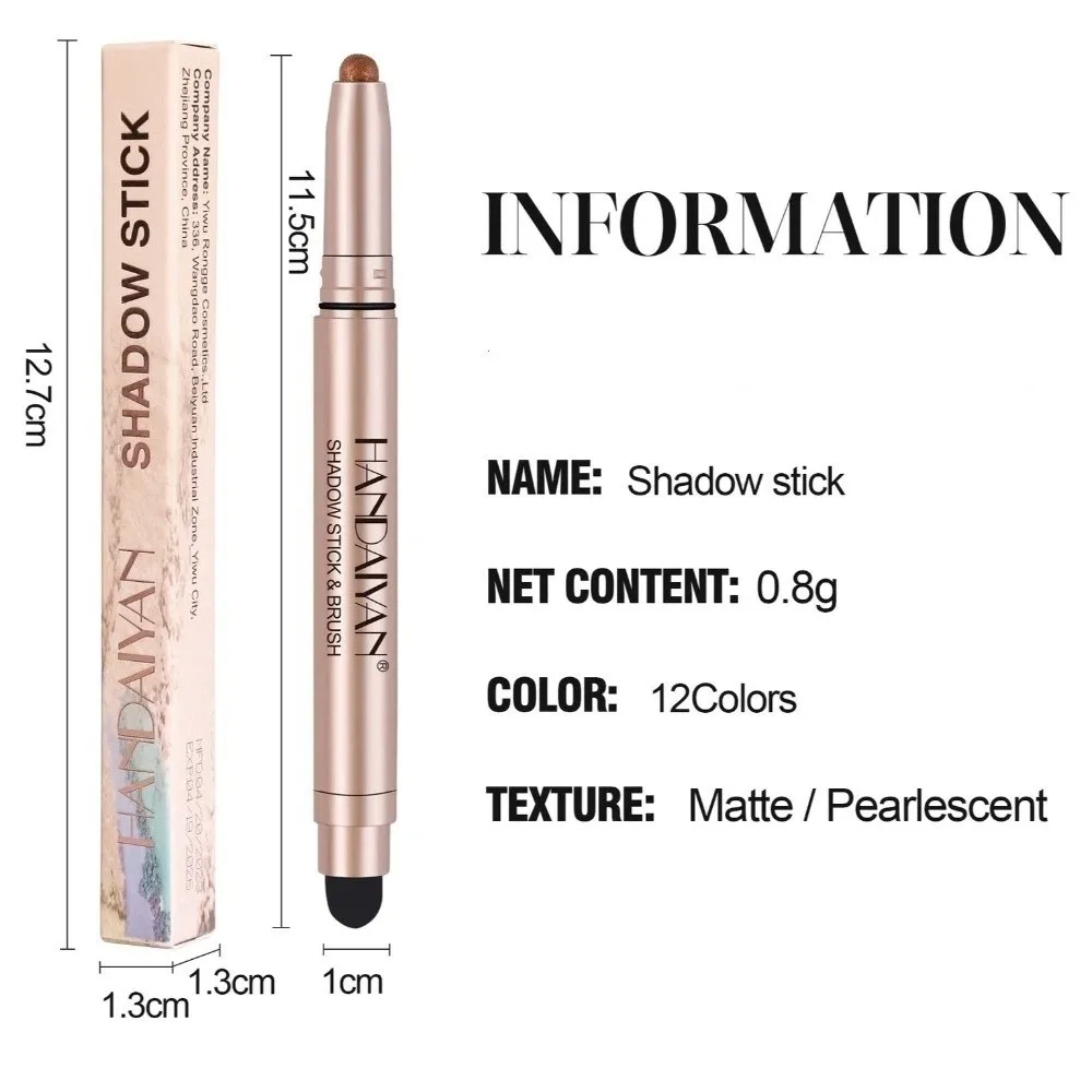 Matte Double-head Eyeshadow Stick High Gloss Metallic Pearl Pigment Eyeshadow Multi-Color Colorful Long Lasting Cream Shadow