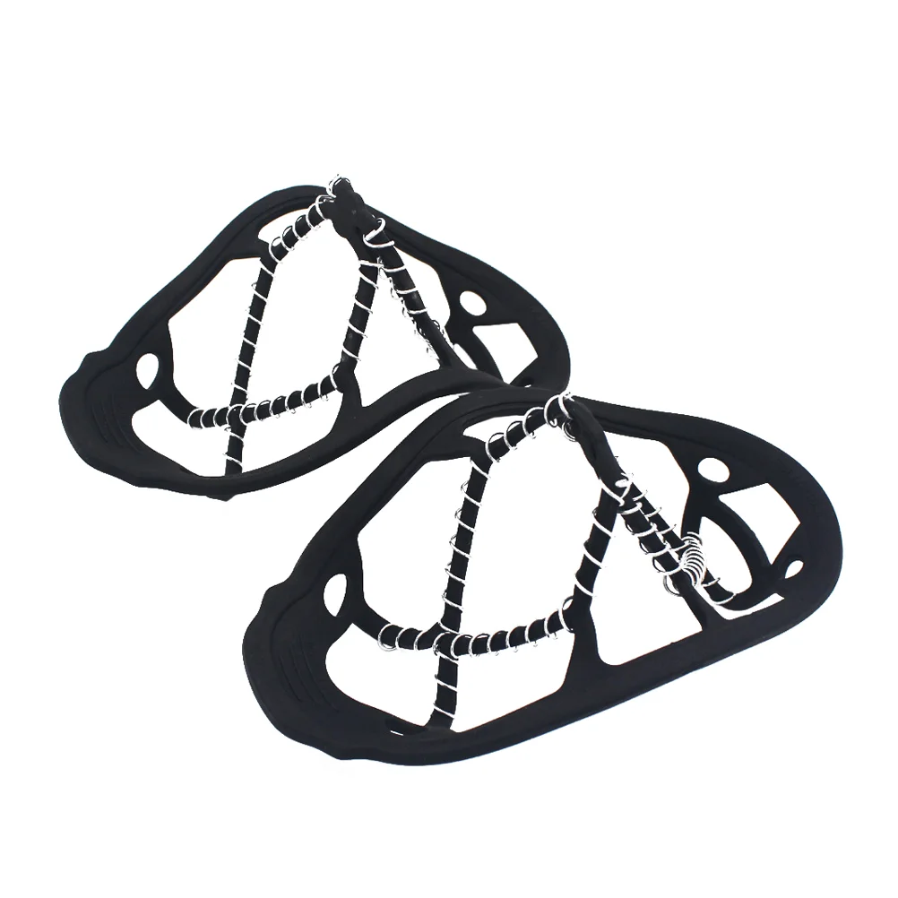 

1 Pair Outdoor Ice Snow Route Camping Shoe Cover Non-slip Crampons Ice Traction Cleats Ice Crampon (Black)