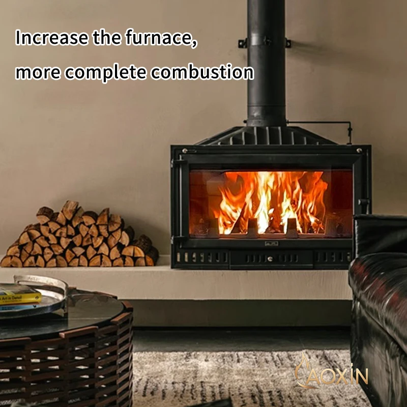 Real Fire Cast Iron Firewood Heating Stove Embedded Fireplace For Indoor Use In Villa Living Room For Rural Self-Built Houses
