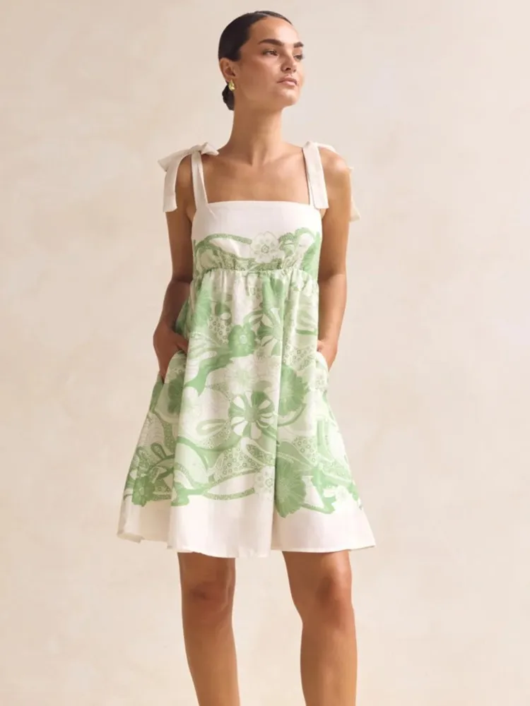 Été couverture Ups femmes maillot de bain Spaghetti sangle Robes maillot de bain 2026 nouvelle fleur imprimé plage vacances Mini Robes couverture