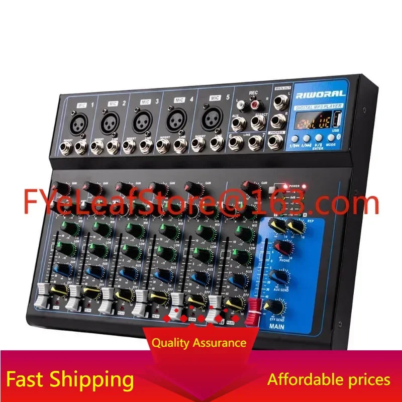 

F7 Audio 5 + 2 Stereo USB MP3 Player Input Channel DJ Controller Audio Console Mixer for Performing Karaoke Stage