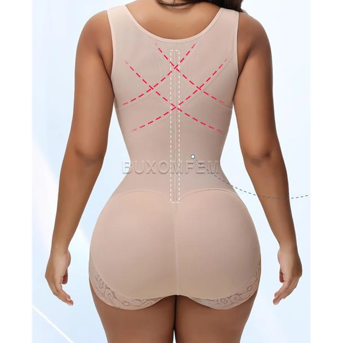 Front Zippered Fajas Colombianas with Bones Postpartum Open-Chest Tummy Control Body Shaper Women's Seamless Modeling Bodysuits