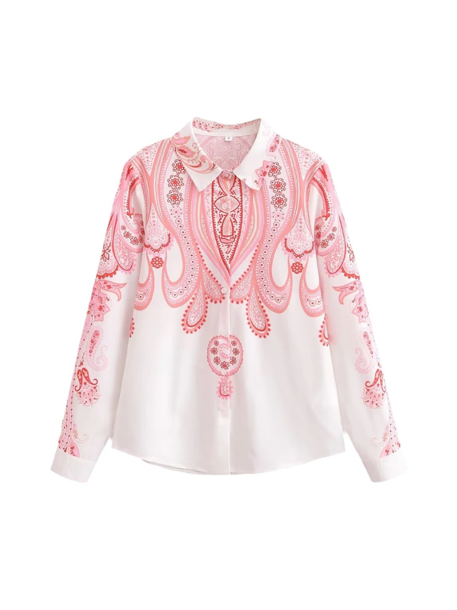 

Women's Red Flower Print Shirts Blouses Y2k 2000s Aesthetic Vintage Elegant Long Sleeve Shirt Fashion Casual Clothes Autumn 2025