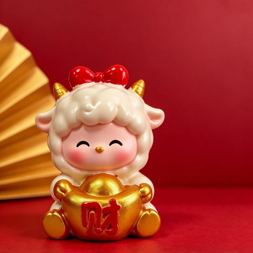 Resin Year Of The Goat Ornament Shaking Head Small Medium Large Size Chinese Zodiac Sheep Figurine Cartoon Multi-options