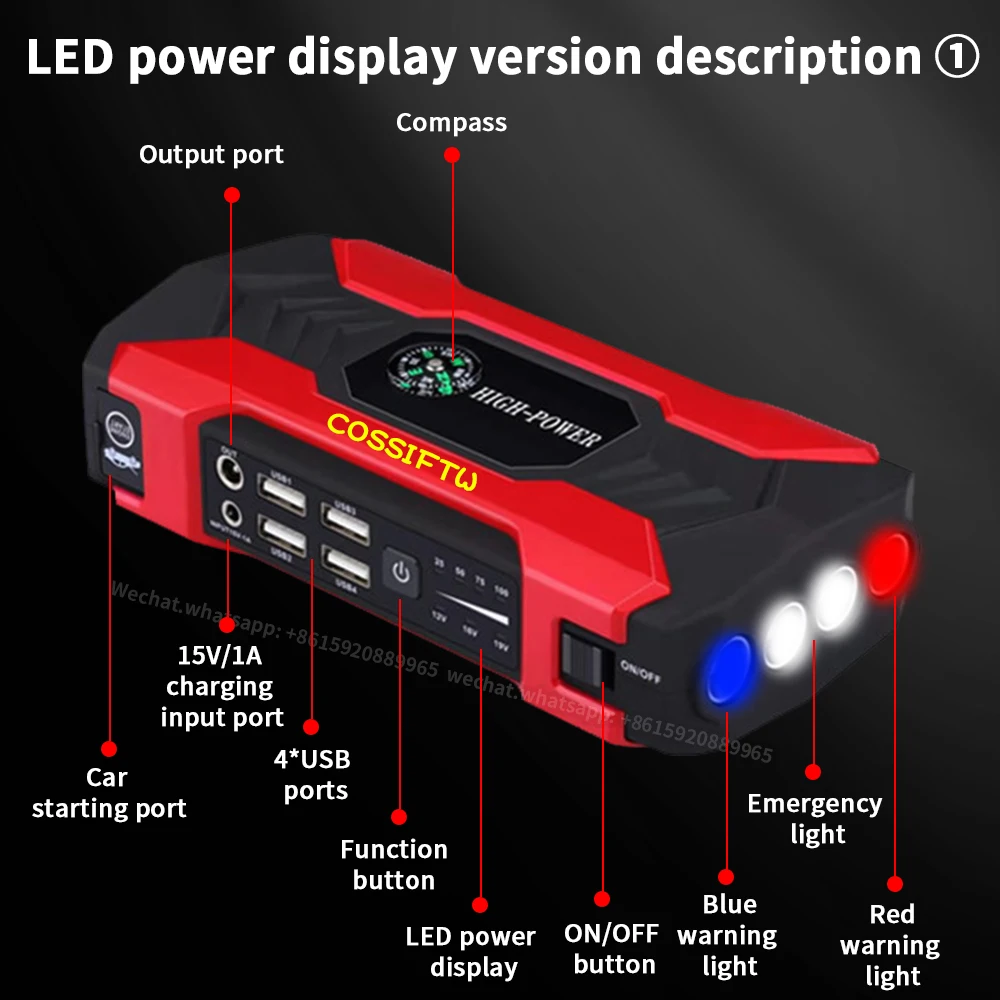 Démarreur de voiture pour diabétique, chargeur de batterie de voiture Patricia 3000A, boîte pour diabétique 12V, pack de batterie Jumper, jusqu'à 10L de gaz ou 8,5 L de diesel