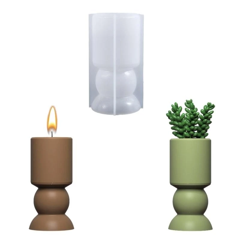 Unique Holder Molds Crafting Molds Round Base Moulds Silicone Texture for Crafting Candlesticks