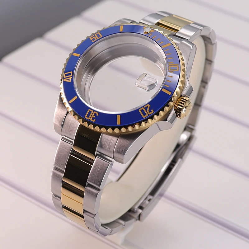 Silber- und Goldfarbenes 20mm Edelstahlarmband, 40mm Uhrengehäuse für Seiko NH35 NH34 NH36/38 Eta 2824 Miyota 8215 Uhrwerk 28,5mm GMT – Detail 7