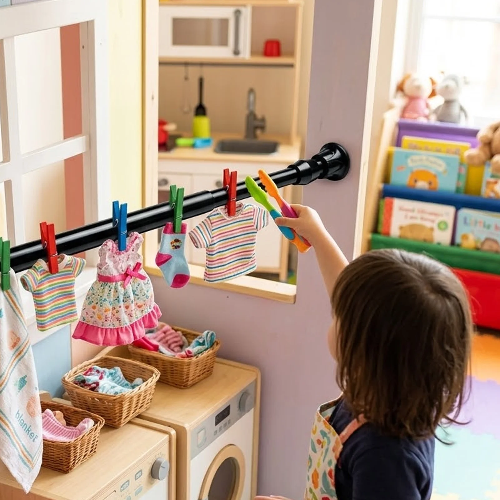 Telescopic Rod Adjustable Bathroom Shower Curtain Pole for Homeowners White Baked Paint No-Drill Heavy Duty Hanging Bar