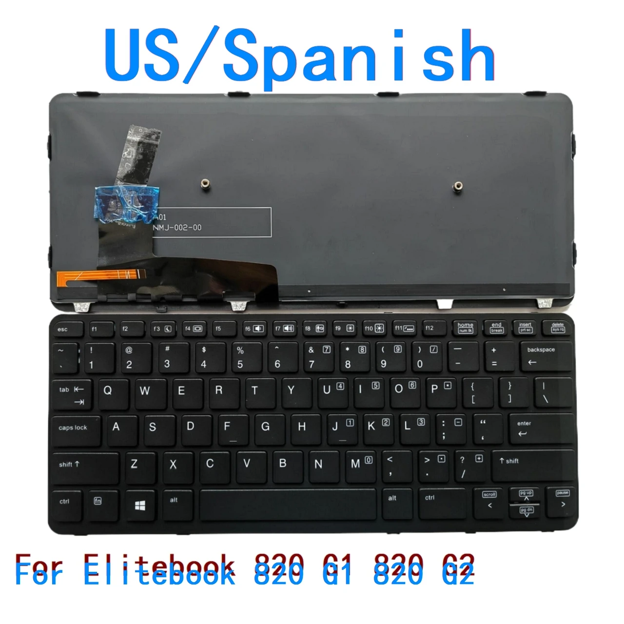 New US Spanish Language  Backlit Keyboard For HP Elitebook 820 G1 820 G2 Notebook PC Replacement Keyboard