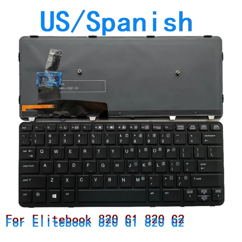 Imagen 1 del producto Nuevo teclado retroiluminado en idioma español de EE. UU. para HP Elitebook 820 G1 820 G2 teclado de repuesto para Notebook PC