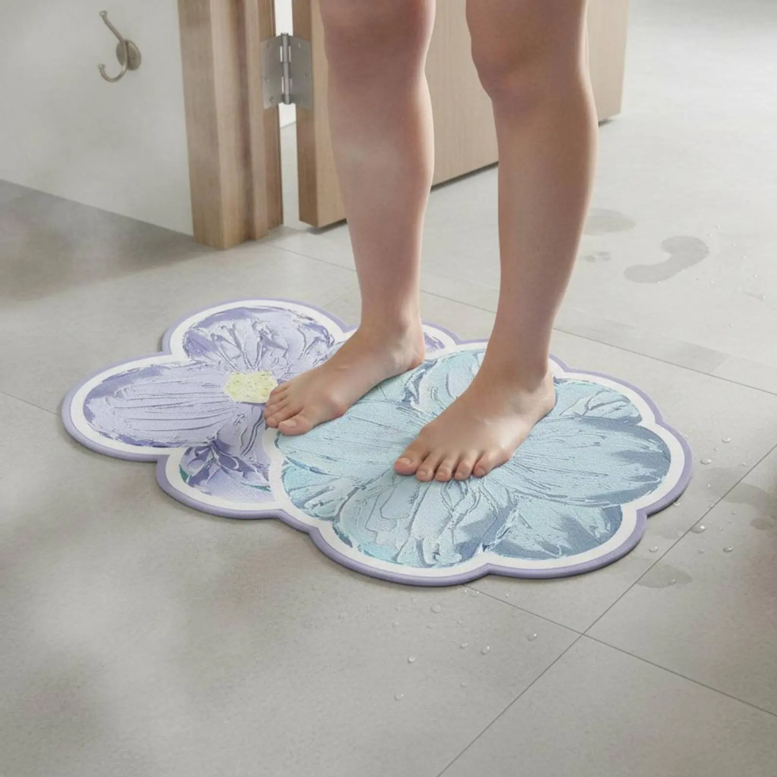 

Flower Shaped Bath Mat Water Absorbent Floral Bathroom Rug Luxuriously Soft Flower Mat Decorative Easy to Clean